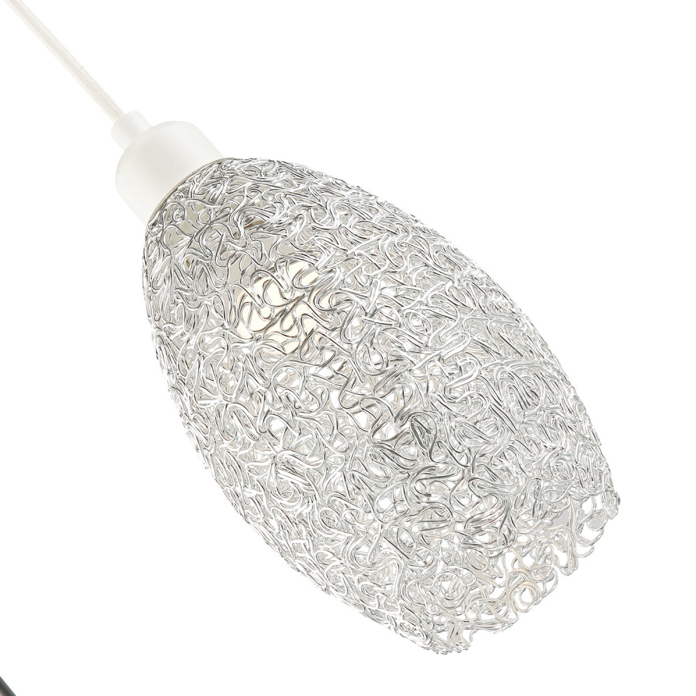 Happy Homewares Industrial Twisted Wire Mesh Metal Shiny Silver Pendant Shade Image 4