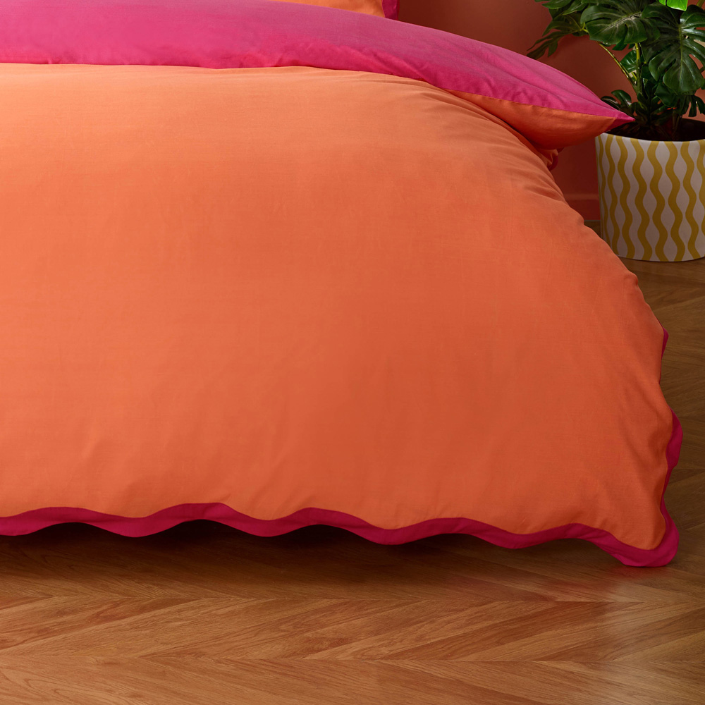 Heya Home Wiggle Double Orange Scalloped Duvet Set Image 3