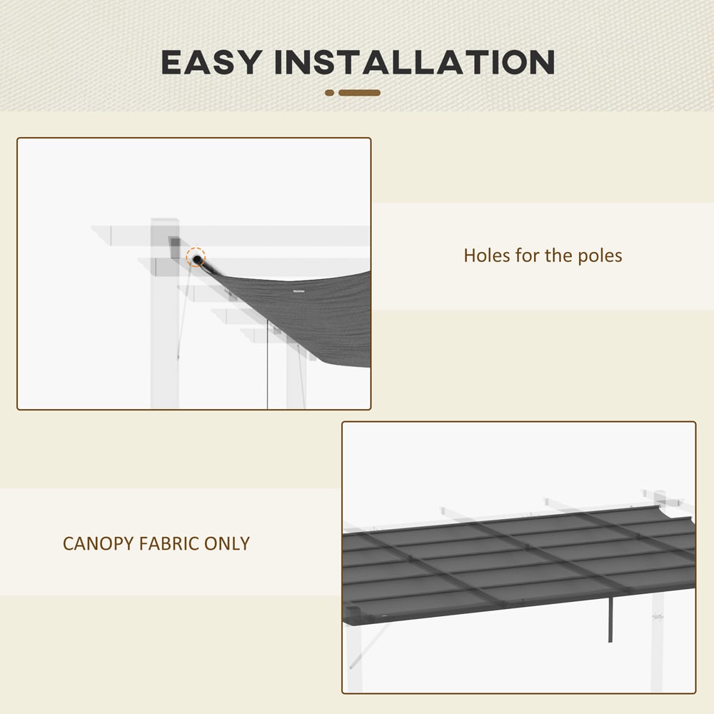 Outsunny 4 x 3m Dark Grey Retractable Pergola Replacement Canopy Image 6
