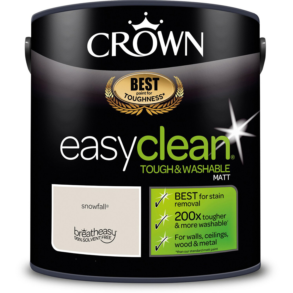 Crown Easyclean Snowfall Matt Emulsion Multisurface Paint 2.5L Image 2