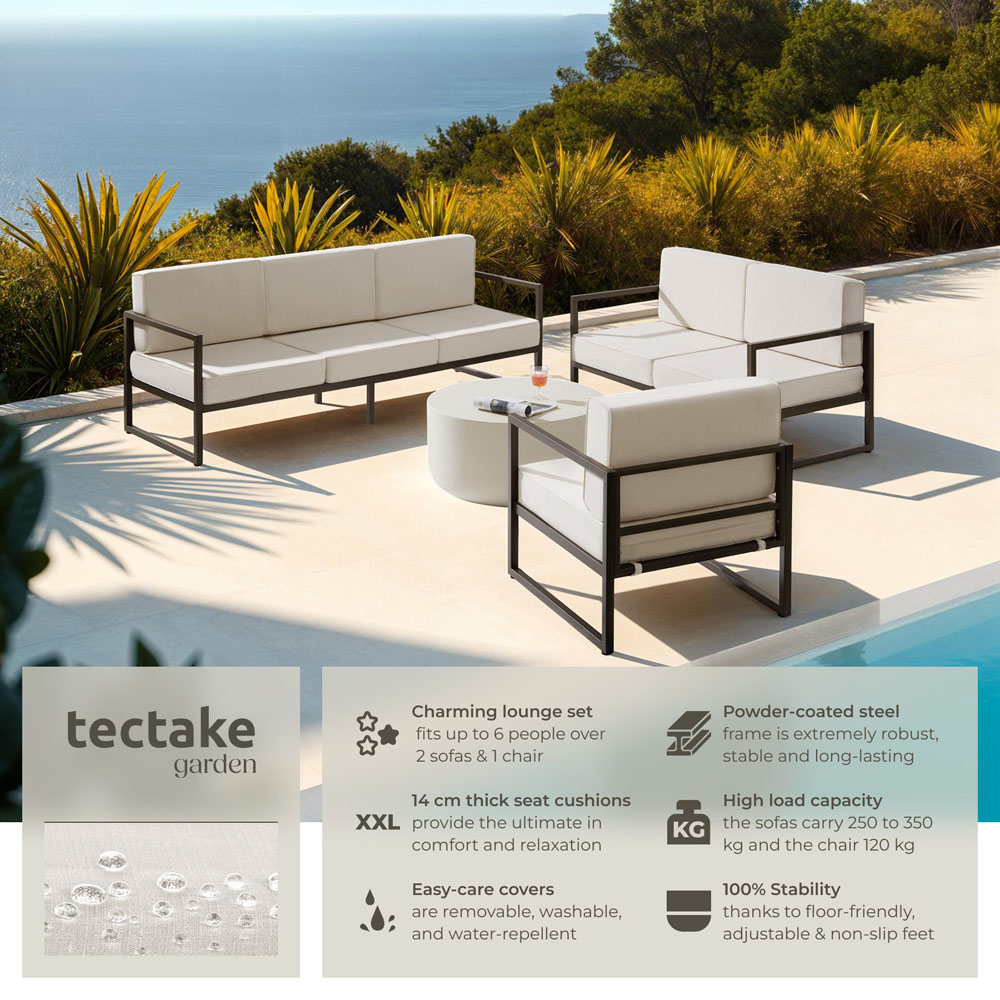 tectake Comosa 6 Seater Garden Sofa Set with Cushion Image 6