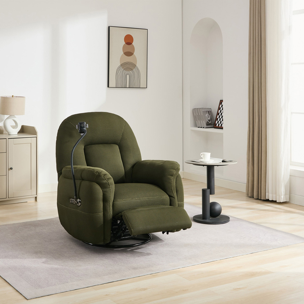 Milar Moss Green Reclining Chair with Phone Holder Image 3