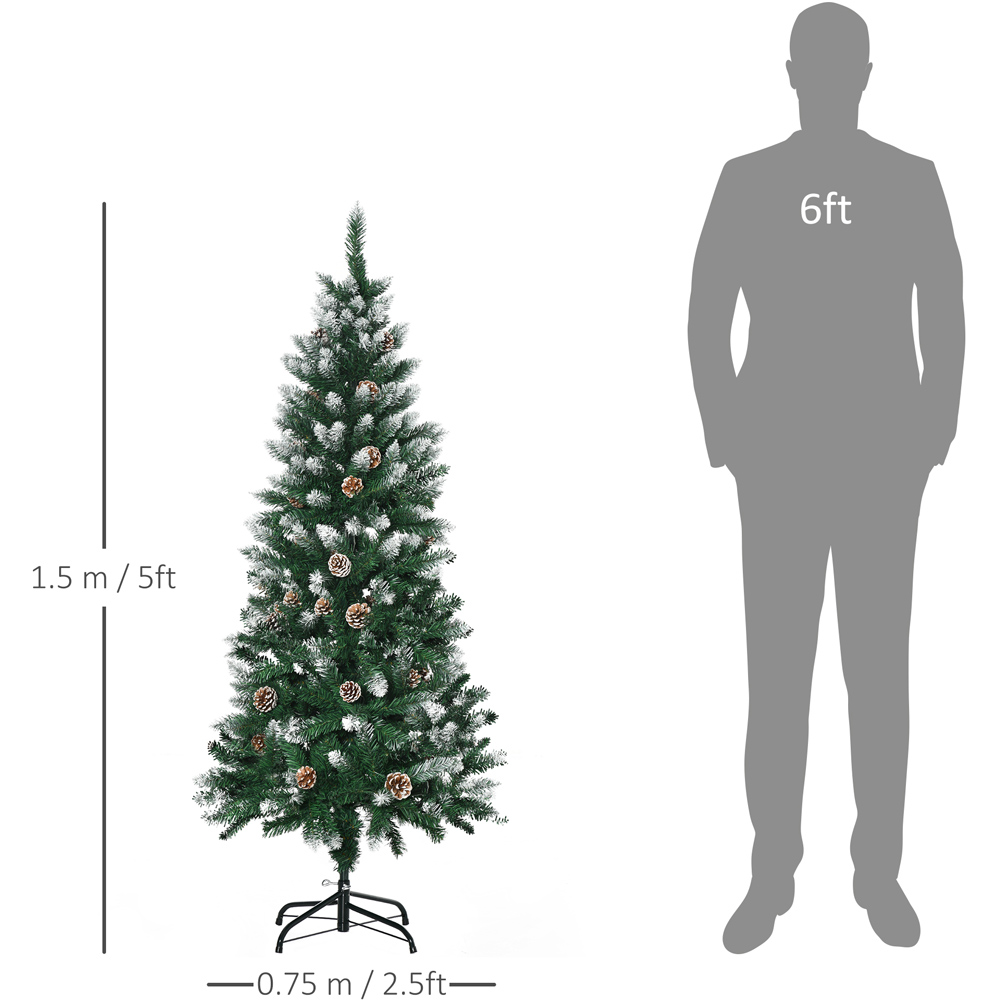 Everglow Green Snow Artificial Christmas Tree with Pinecones 5ft Image 8