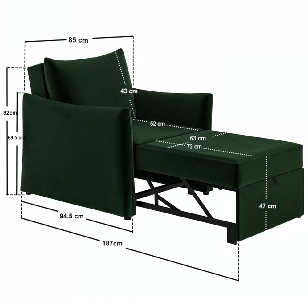 Solace+Co Skyler Bottle Green Velvet Armchair Bed Image 9
