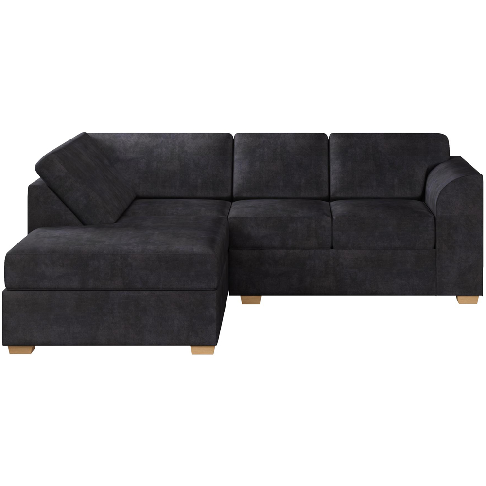 Modo 3 Seater Ebony Plush Velvet Left Hand Fixed Back L-Shape Corner Sofa Image 4