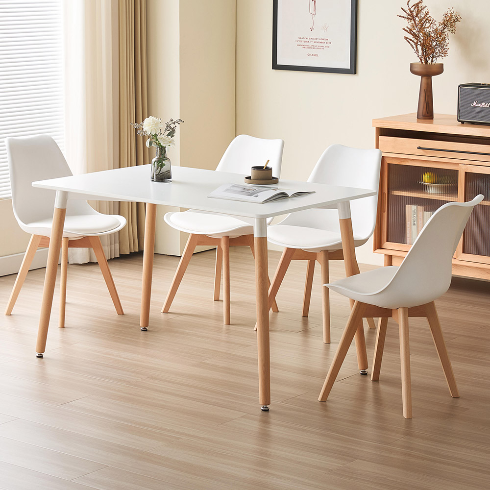 Comfy Living 4 Seater Rectangular Dining Set White Image 1