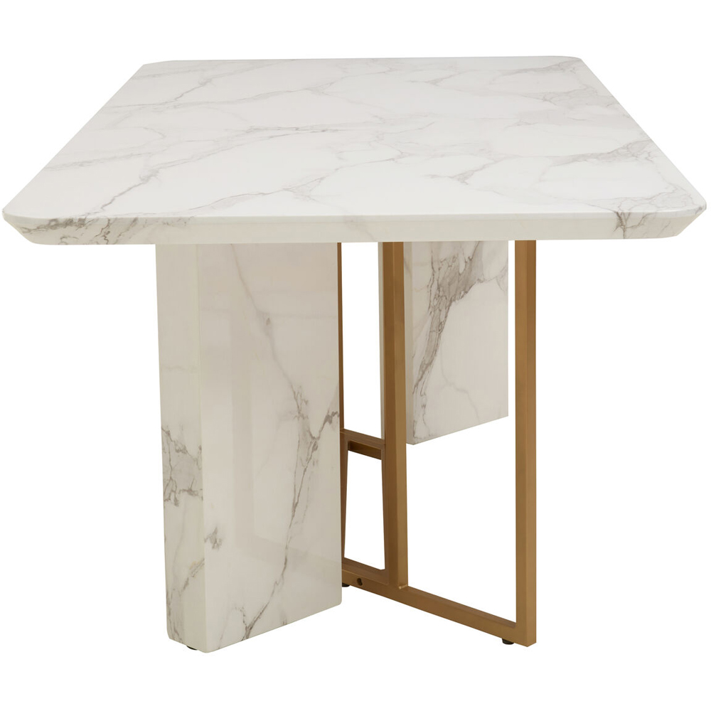 Premier Housewares Vieste Marble White Gold Polish 6 Seater Dining Table Image 3