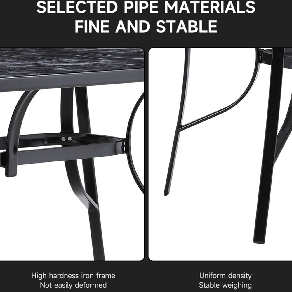 Living and Home Black Tempered Glass Rectangle Marble Coffee Table Image 7