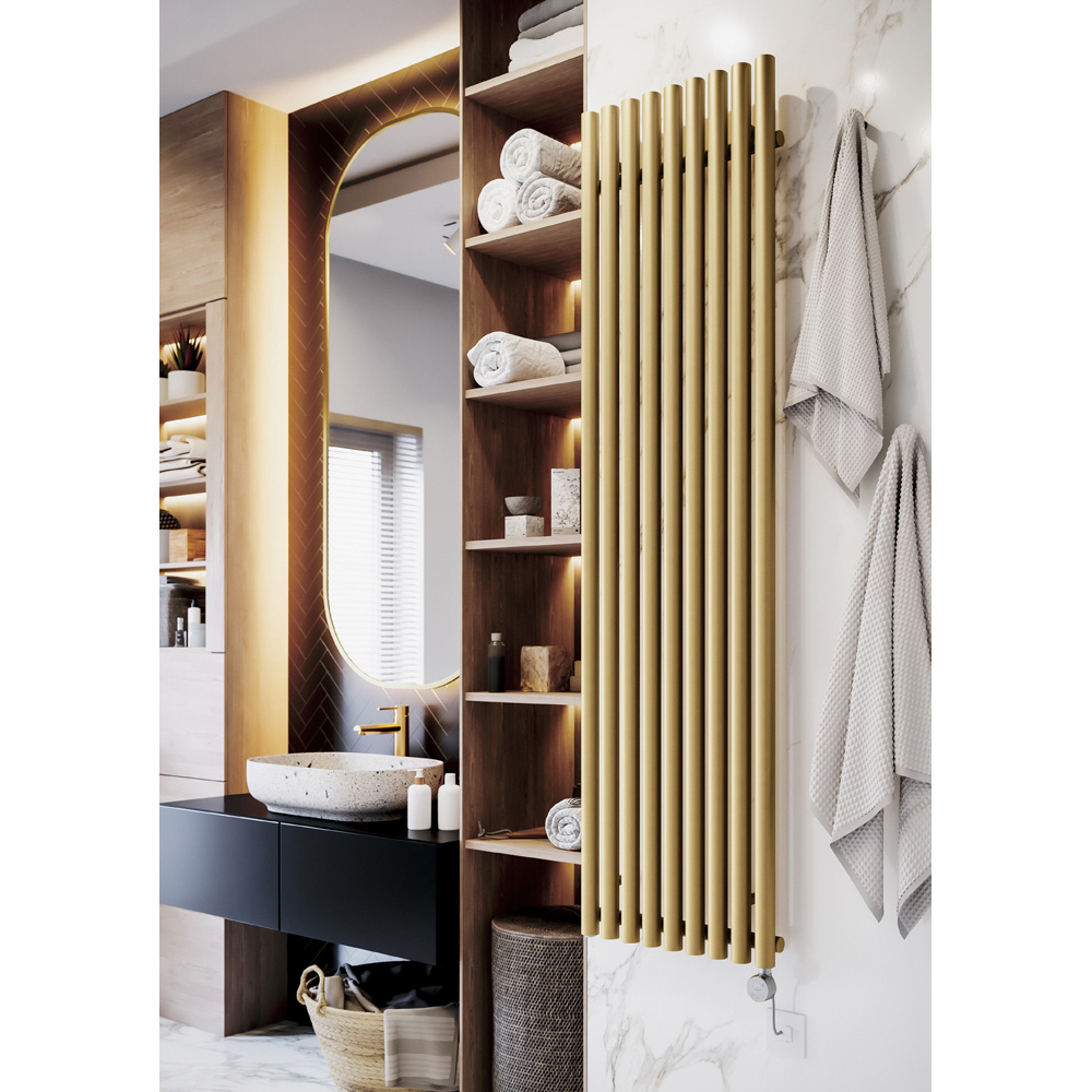 Terma Rolo Room Brass Electric Radiator Bluetooth 1000W 1800 x 480mm Image 2
