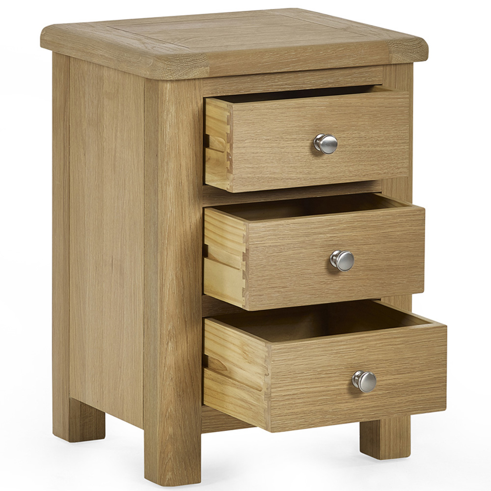 Julian Bowen Memphis 3 Drawer Limed Oak Bedside Table Image 4