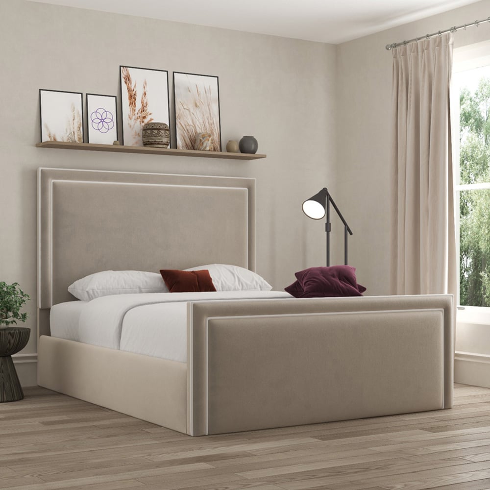 DS Living Verona Single Bistra Beige Piping Bed Frame Image 3