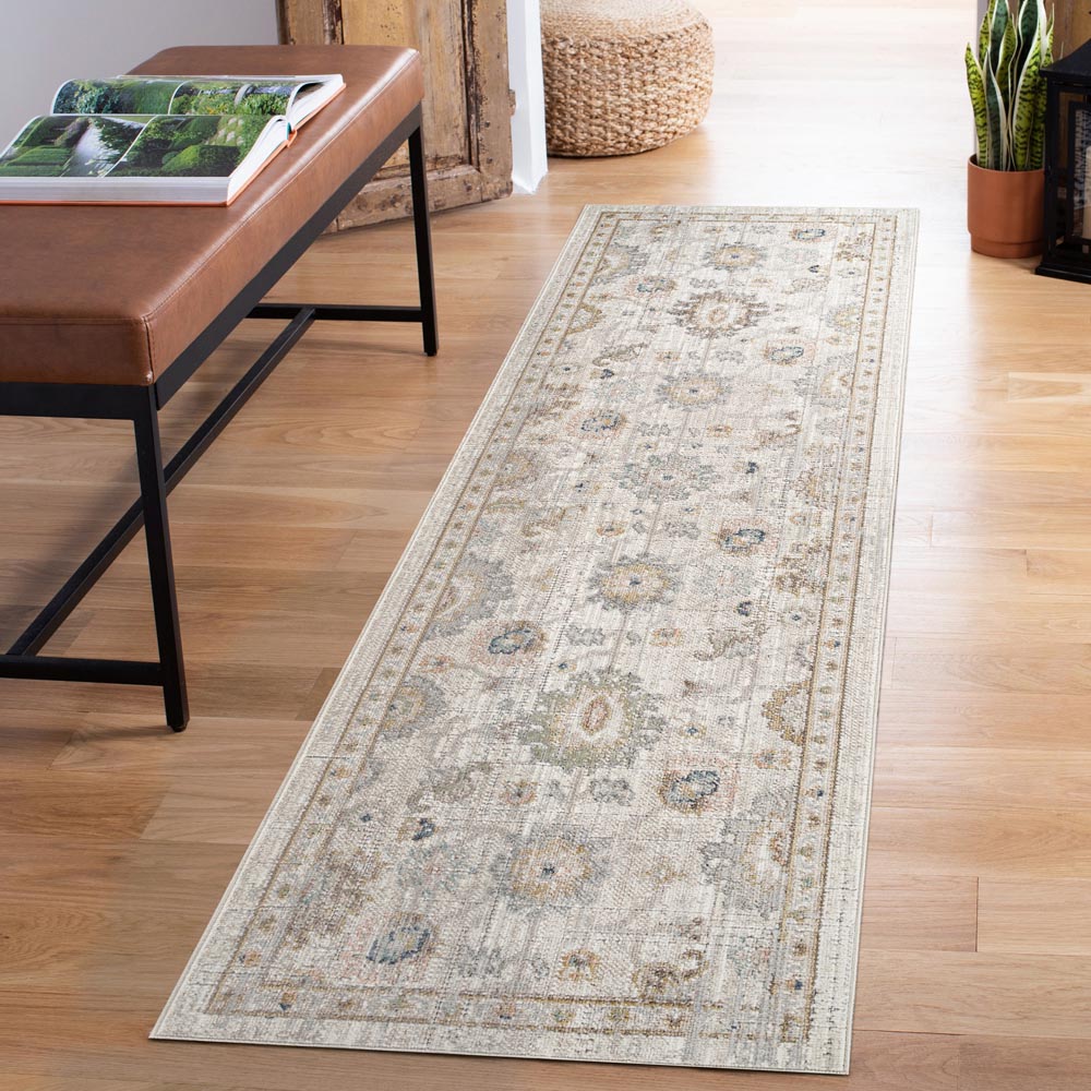 Desire Rugs Maia Beige Lagoon Floral Non Slip Rug 60 x 220cm Image 2