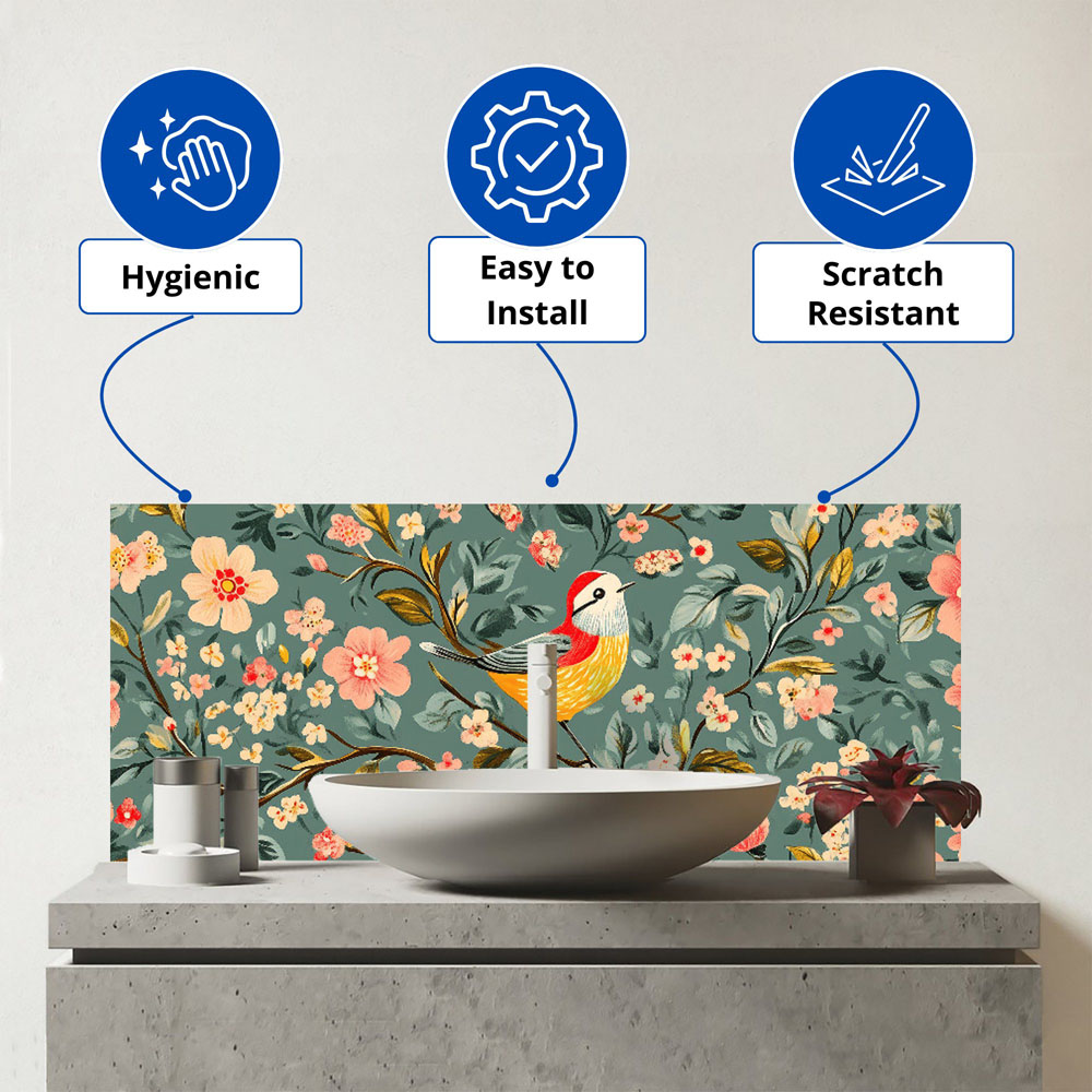 Warren Reed Designer Chilling in the Branches Glass Bathroom Splashback 25 x 60cm Image 3