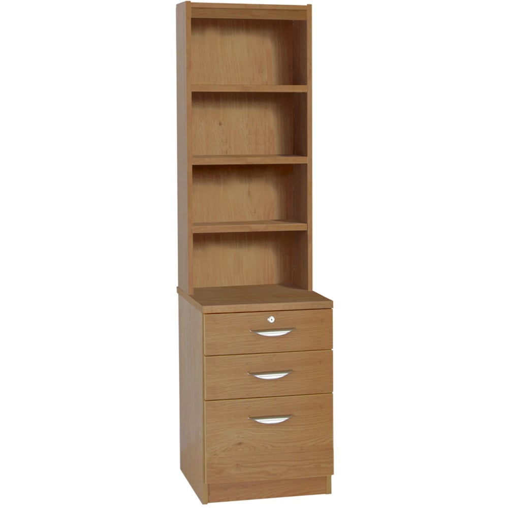 R White Cabinets 3 Drawer 4 Shelf Brown Storage Unit with Hutch Image 2