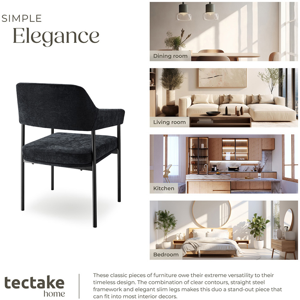 tectake Doe Set of 2 Woven Fabric Armchair Image 7