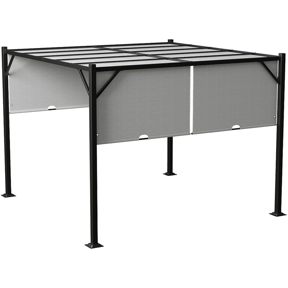Living and Home Light Grey Retractable Garden Pergola with Canopy 2.95 x 2.95m Image 2