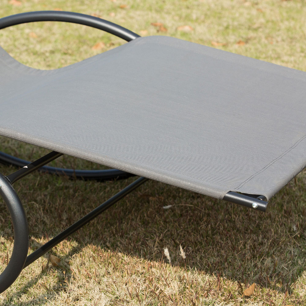 Outsunny Double Hammock Sun Lounger Grey Image 4