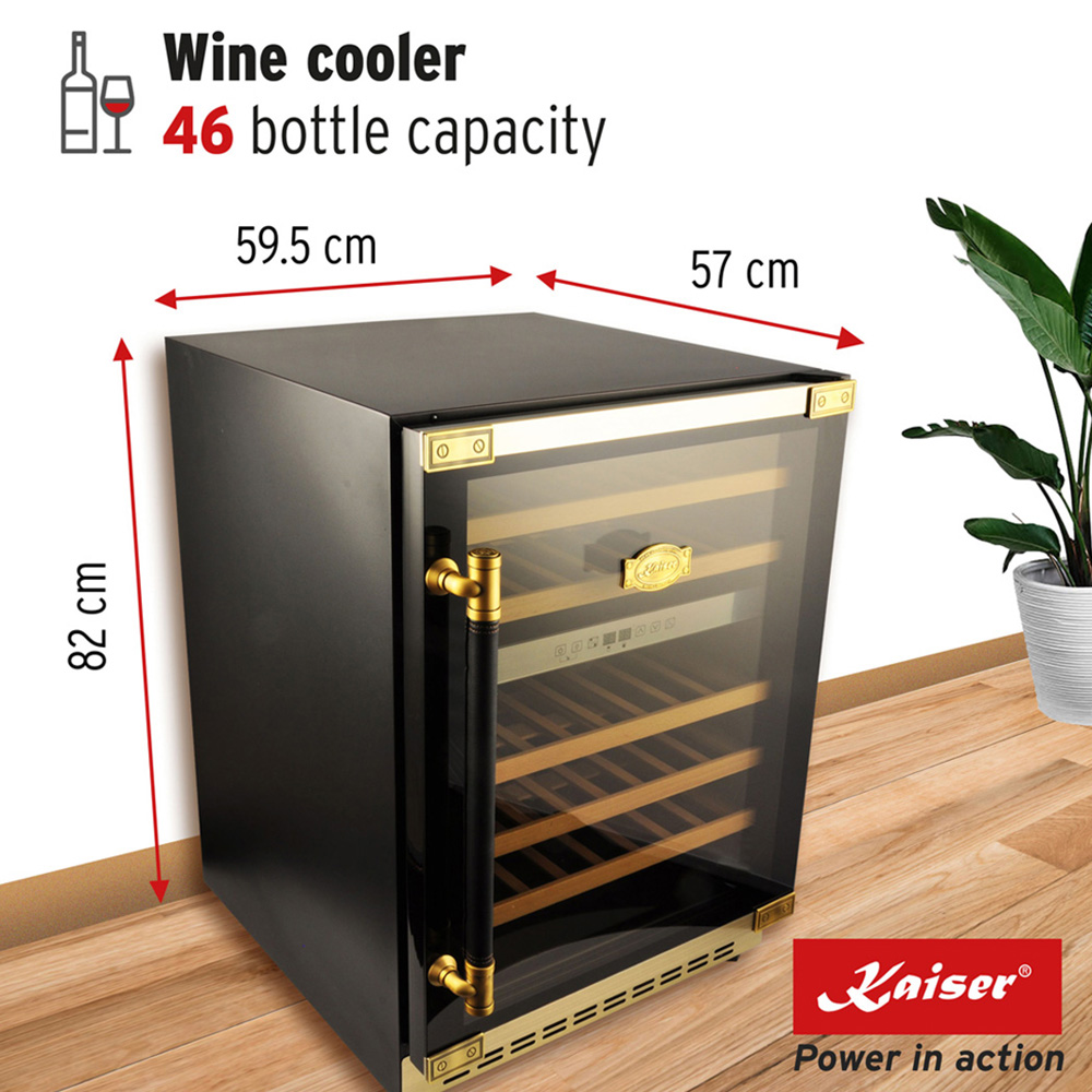 Kaiser Art Deco Anthracite Black 46 Bottle Wine Cooler Image 7