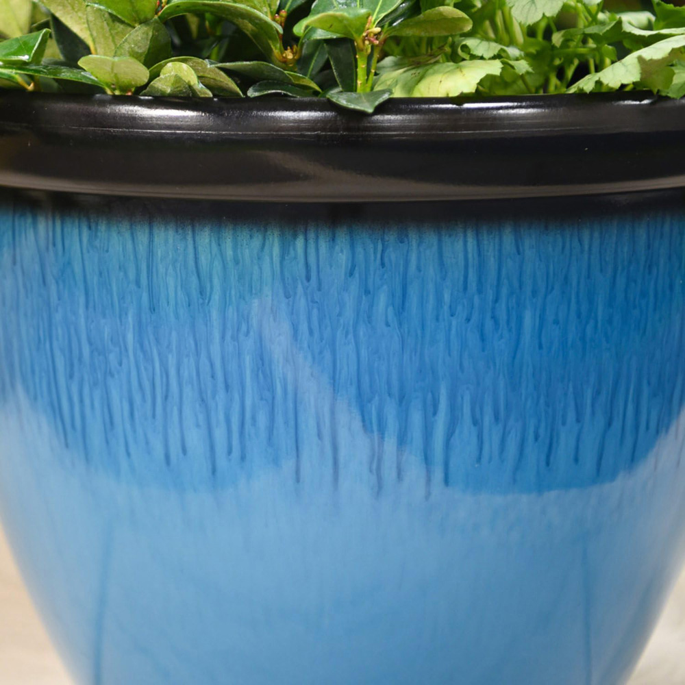 Garden Gear Sky Blue Bell Glazed Planter 39.5cm 2 Pack Image 3