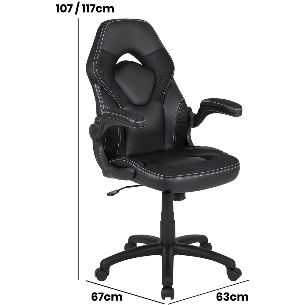 FWStyle X10 Black Faux Leather Racer Style Gaming Chair Image 6