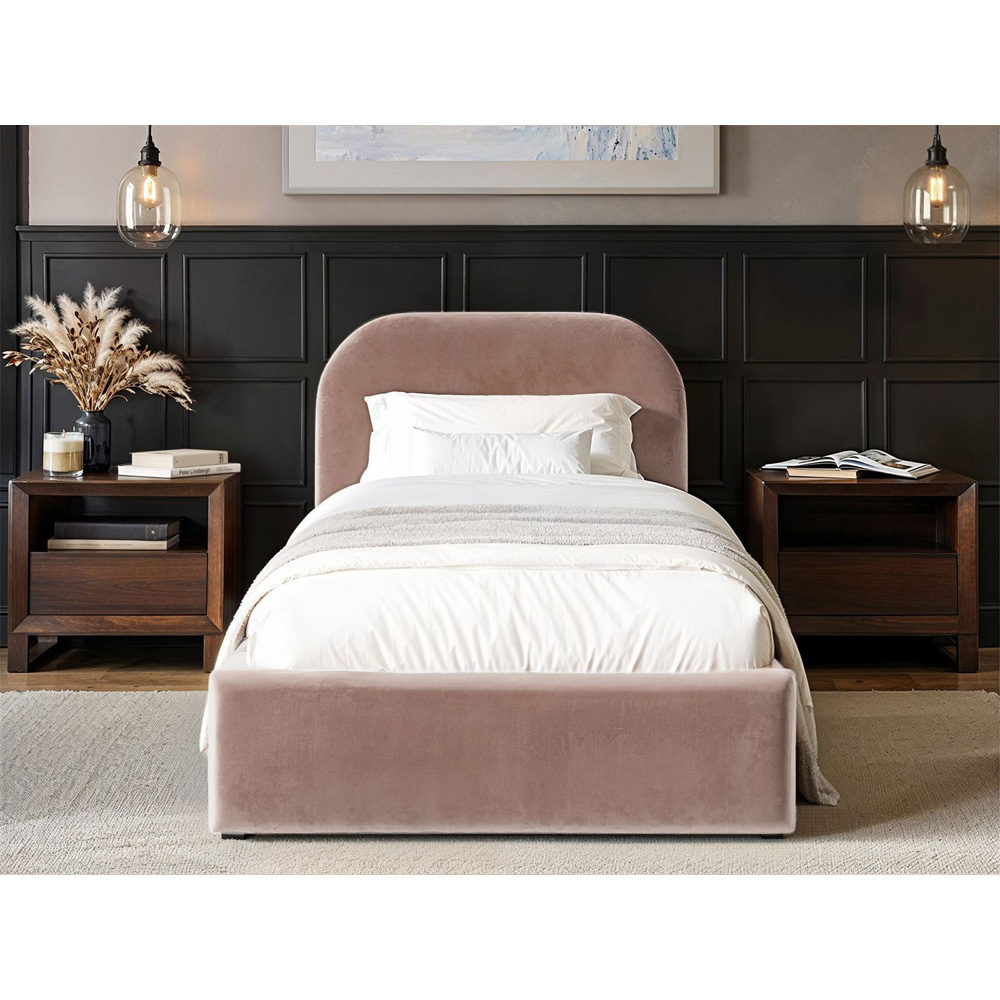Flair Alba Single Pink Velvet Ottoman Bed Image 5