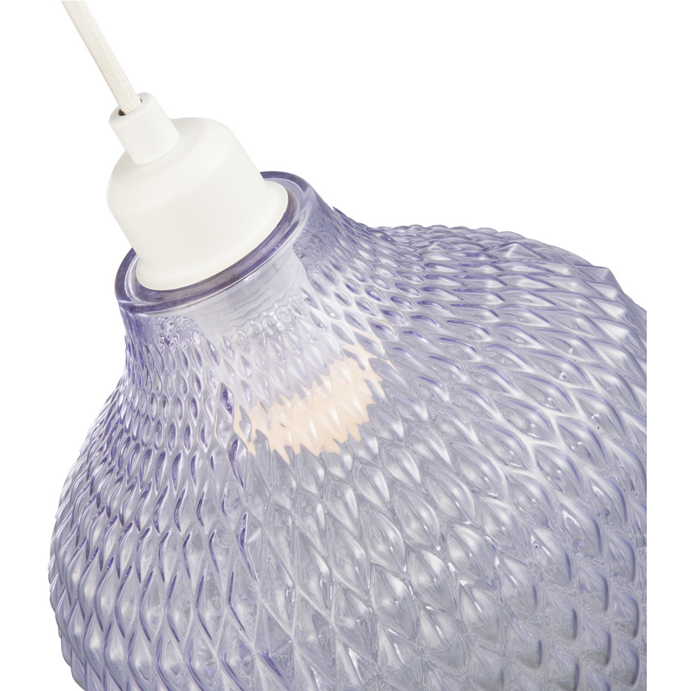Happy Homewares Soft Lilac and Purple Curvy Diamond Etched Glass Pendant Shade Image 5