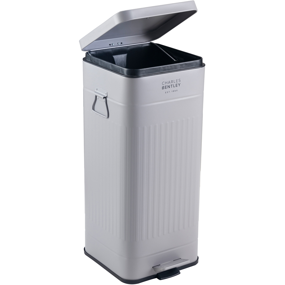 Charles Bentley Retro Square Steel Light Grey Kitchen Pedal Bin 30L Image 3