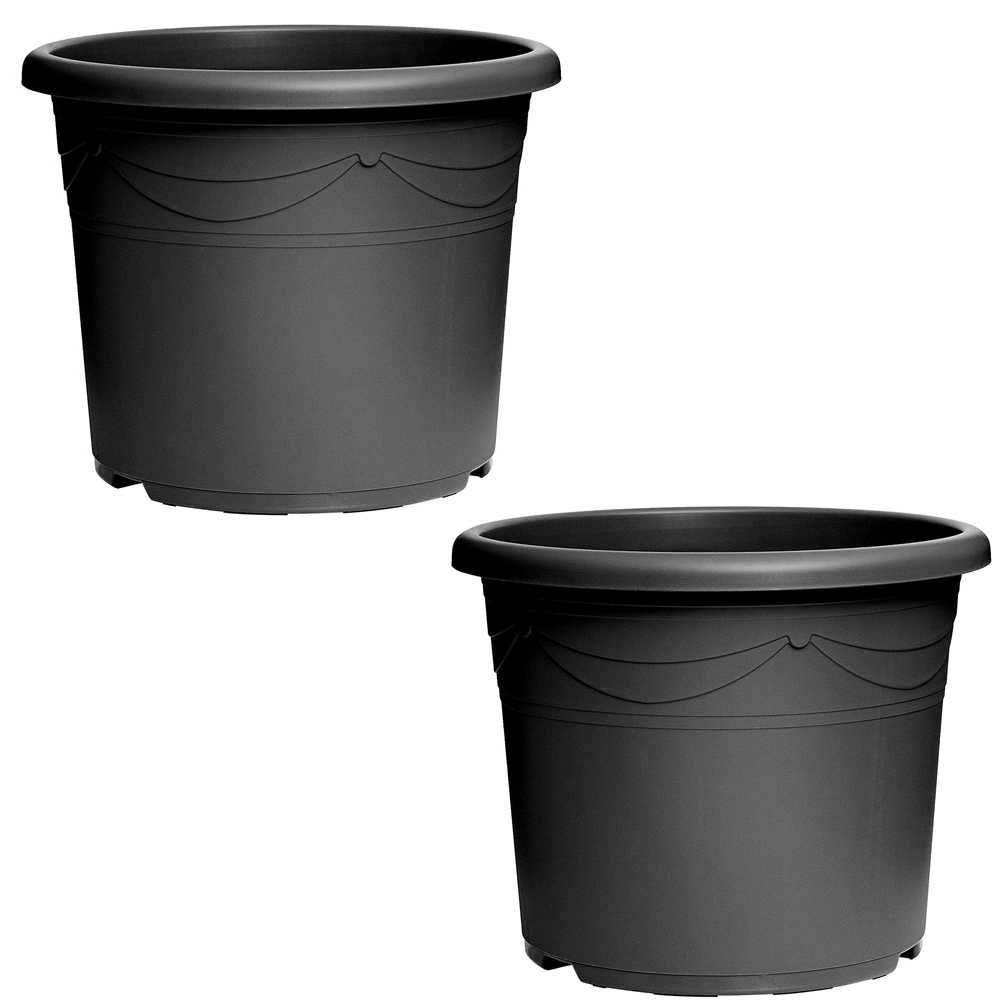 Garden Gear Sandra Graphite Grey Decorative Round Plant Pot 10L 2 Pack Image 1