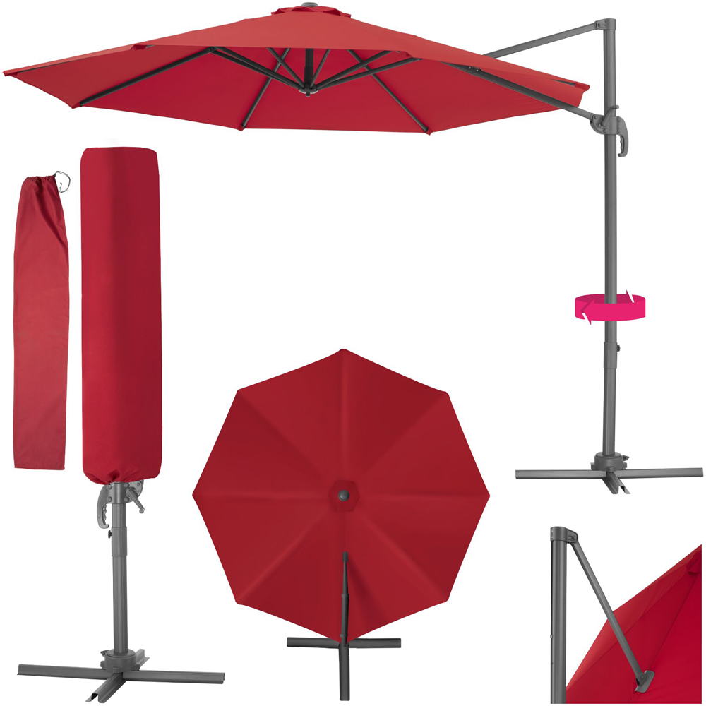 tectake Daria Burgundy Cantilever Parasol with Foot Pedal 3m Image 2