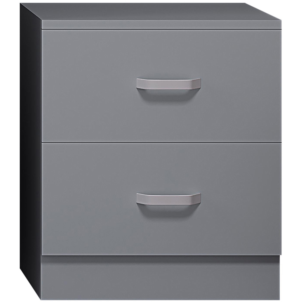 FWStyle Tunis 2 Drawer Matt Grey Bedside Table Image 2