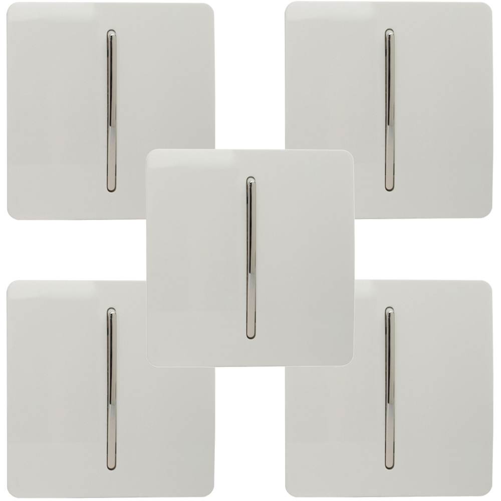 Trendi Switch 1 Gang 1 or 2 Way Ice White Rocker Light Switch 5 Pack Image 1