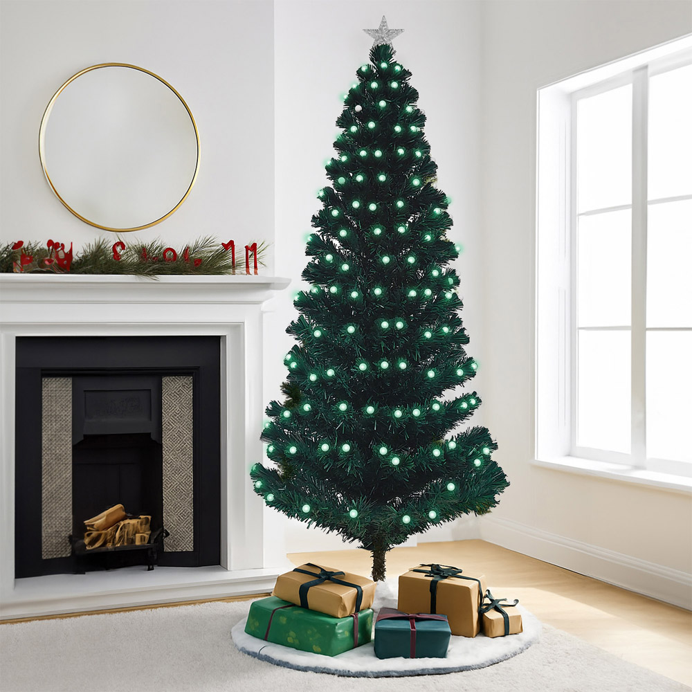 Noel Square Pre Lit LED Fibre Optic Xmas Tree 5.9ft Image 2