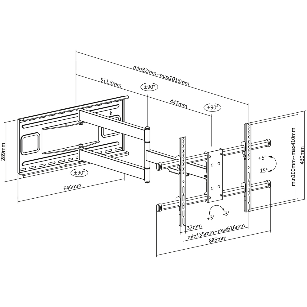 TTAP 43 to 80inch Full Motion TV Bracket with Extra Long Arm Image 5