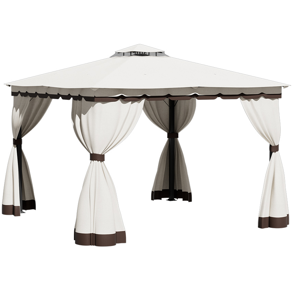 Living and Home 10 x 10ft Tiered Roof Metal Frame Gazebo with Waterproof Canopy Image 2