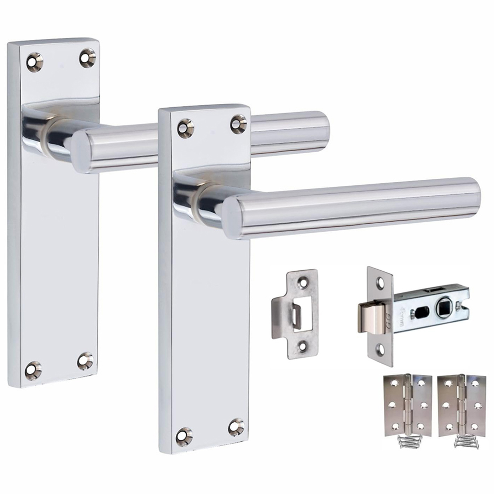 Golden Grace Victorian Straight T-Bar Polished Chrome Latch Handles Set 5 Pack Image 2