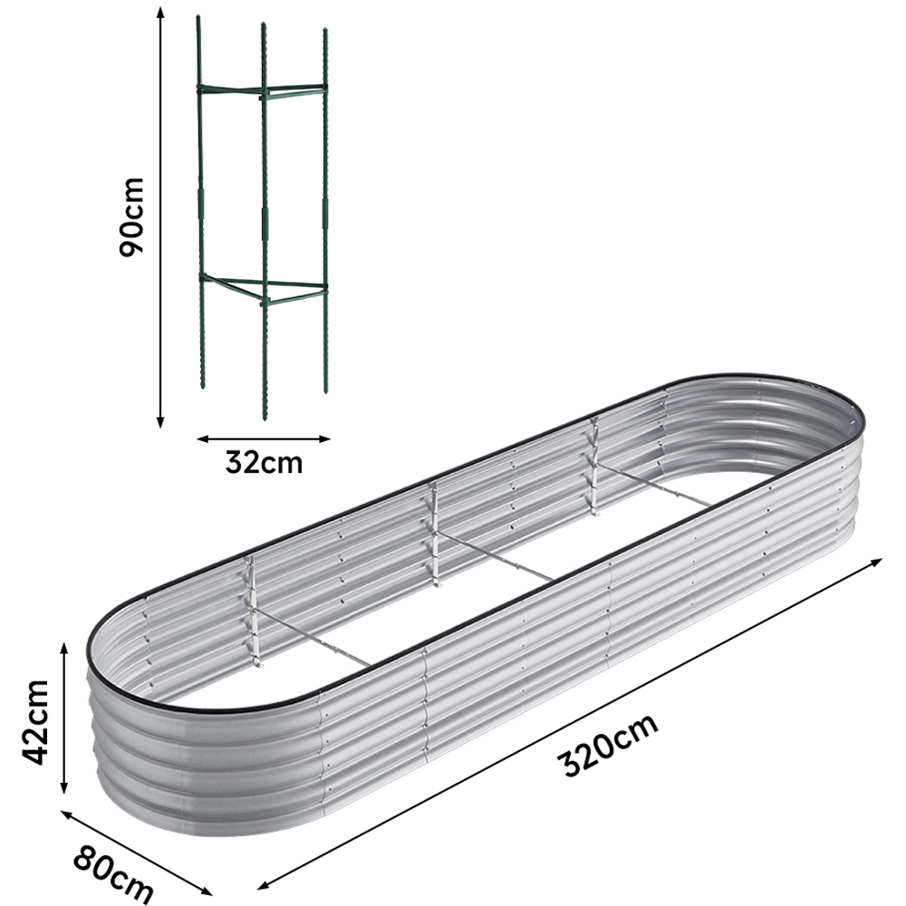Living and Home Silver Oval Galvanised Steel Raised Garden Bed 320 x 42cm Image 9