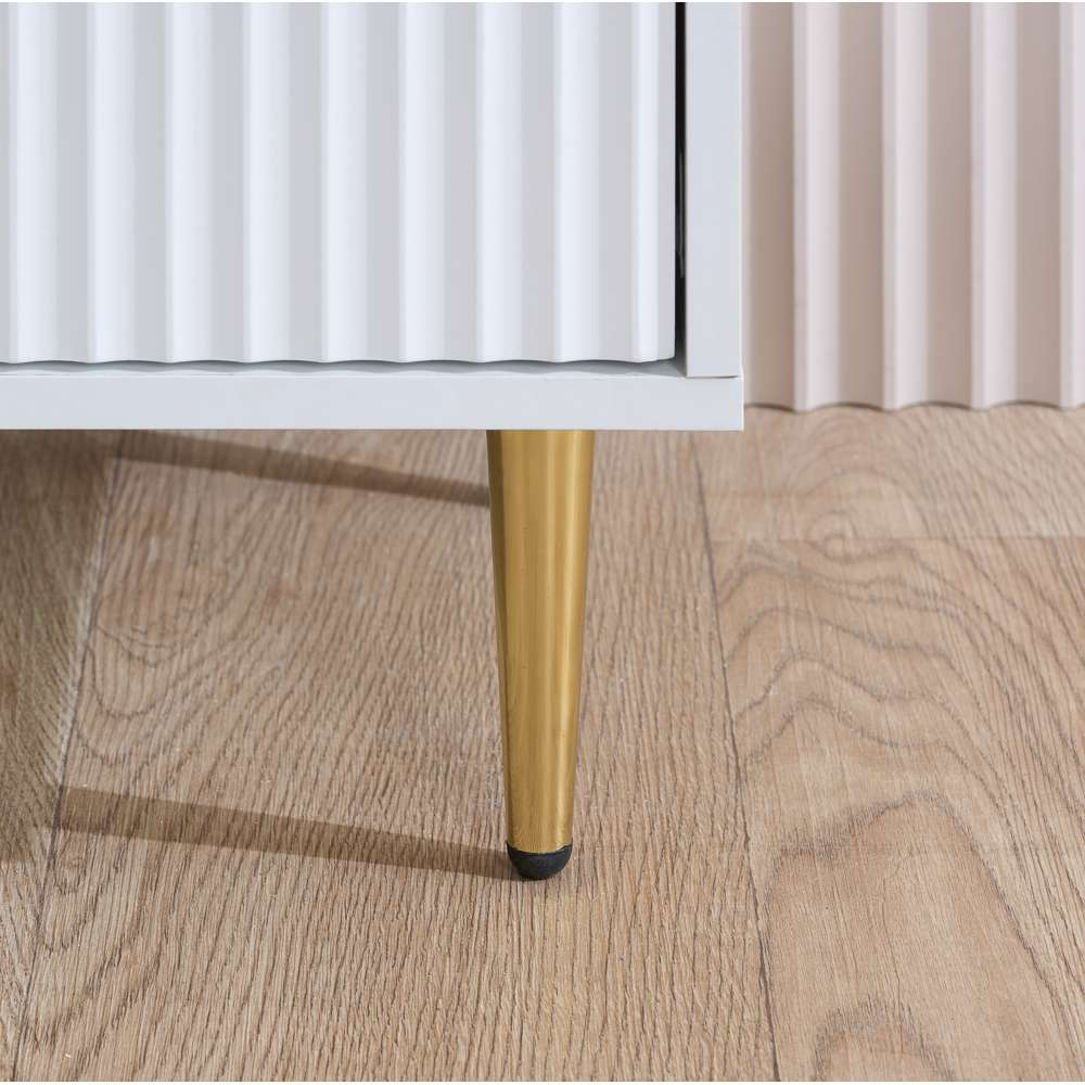 Birlea Zara 2 Drawer White Fluted Bedside Table Set of 2 Image 6