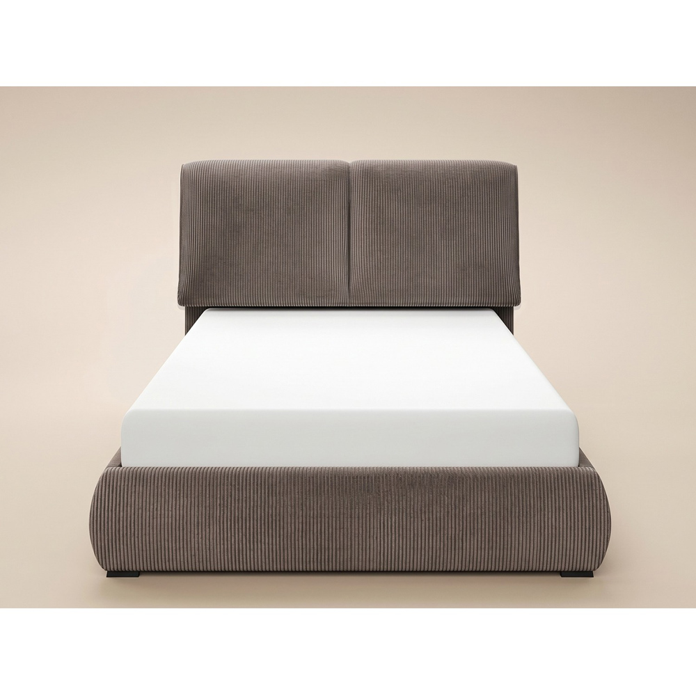 SOLACE+CO Lydia Brown King Size Cord Ottoman Bed with Plush Padded Headboard Image 2