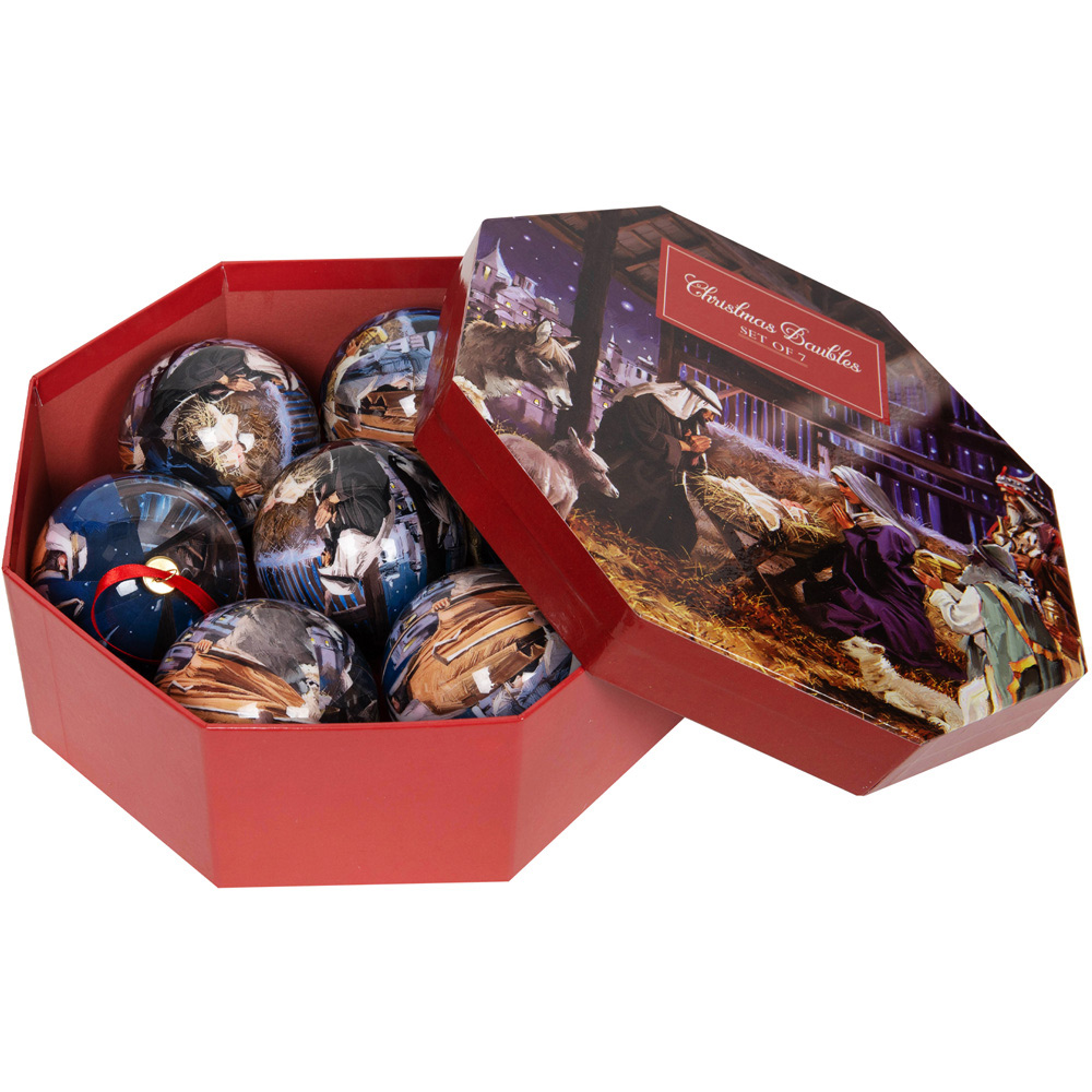 The Christmas Gift Co Multicolour Nativity Christmas Baubles 7 Pack Image 2