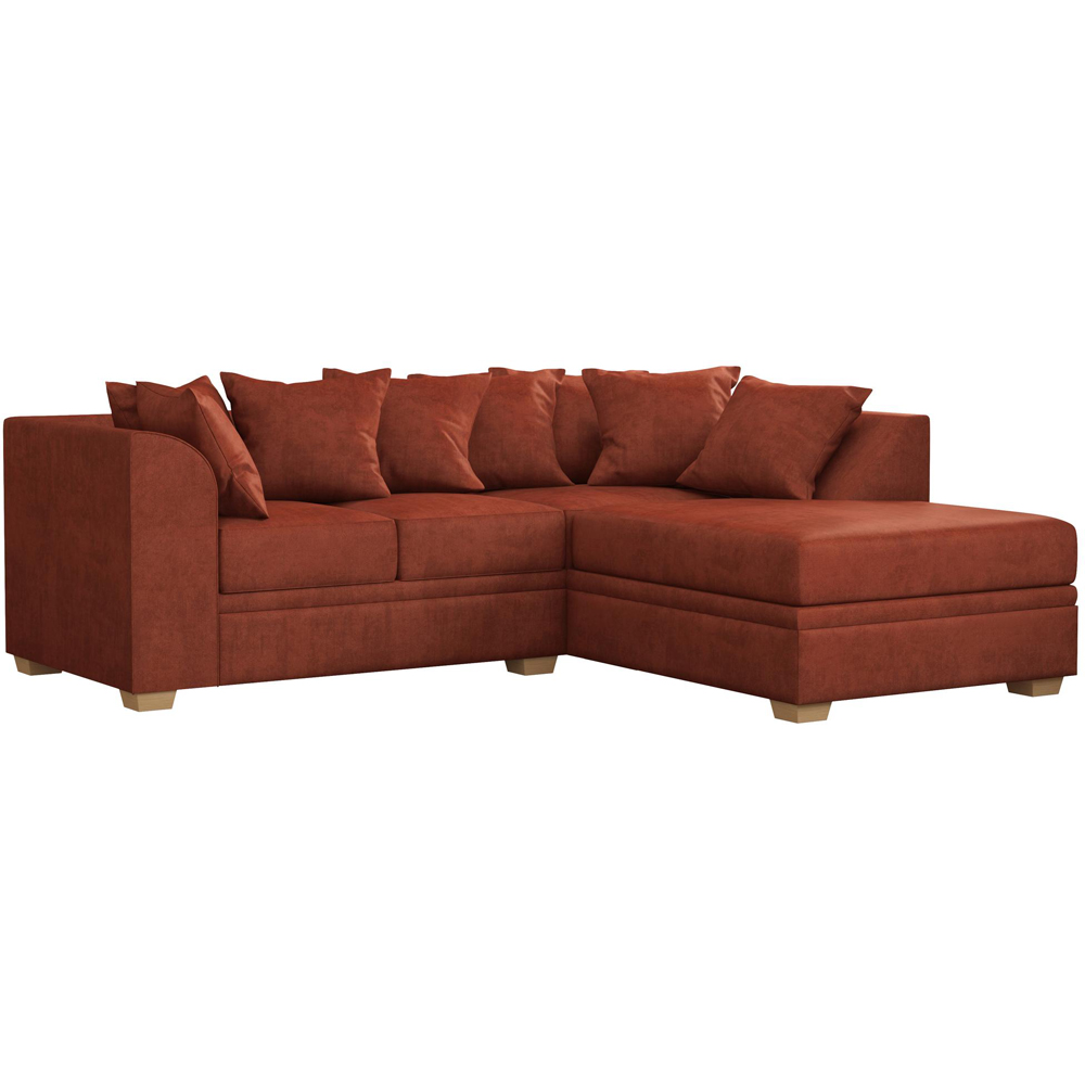 Modo 3 Seater Marmalade Plush Velvet Right Hand Scatter Back L-Shape Corner Sofa Image 2