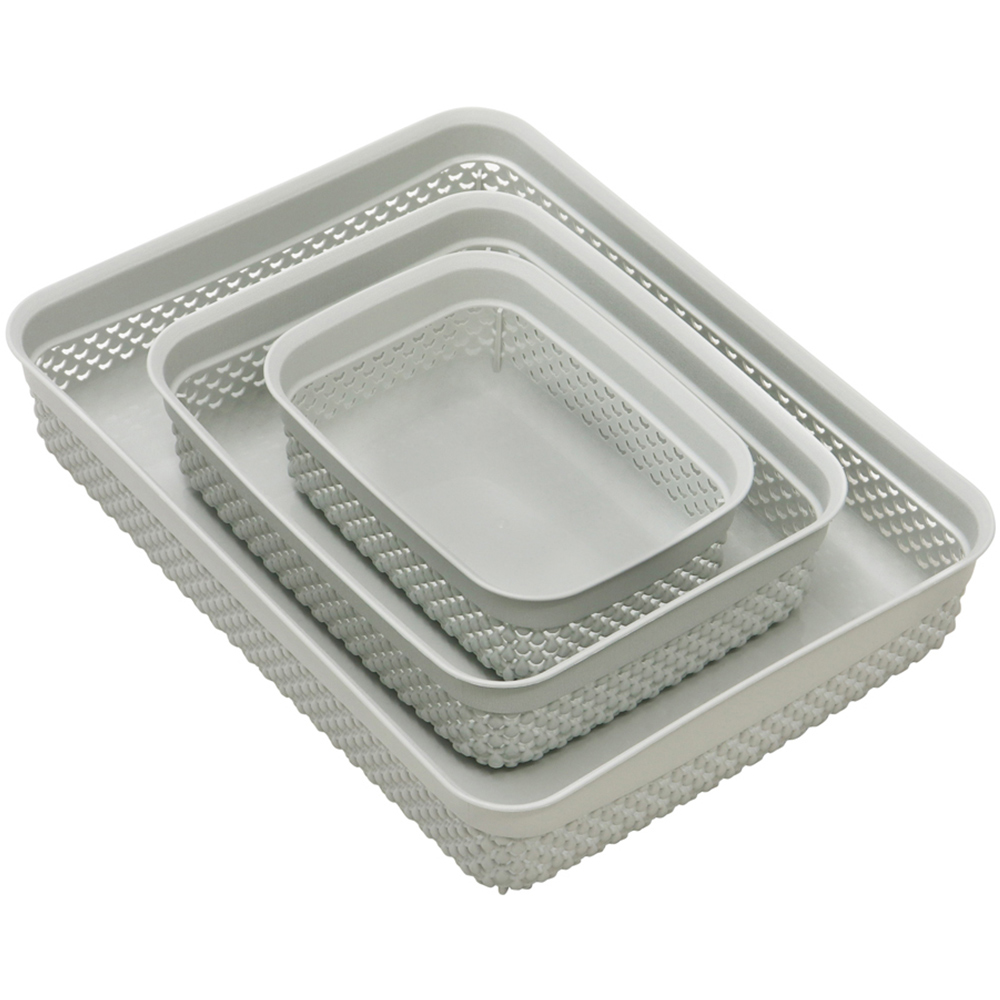 JVL Droplette Ice Grey Storage Basket 3 Pack Image 3