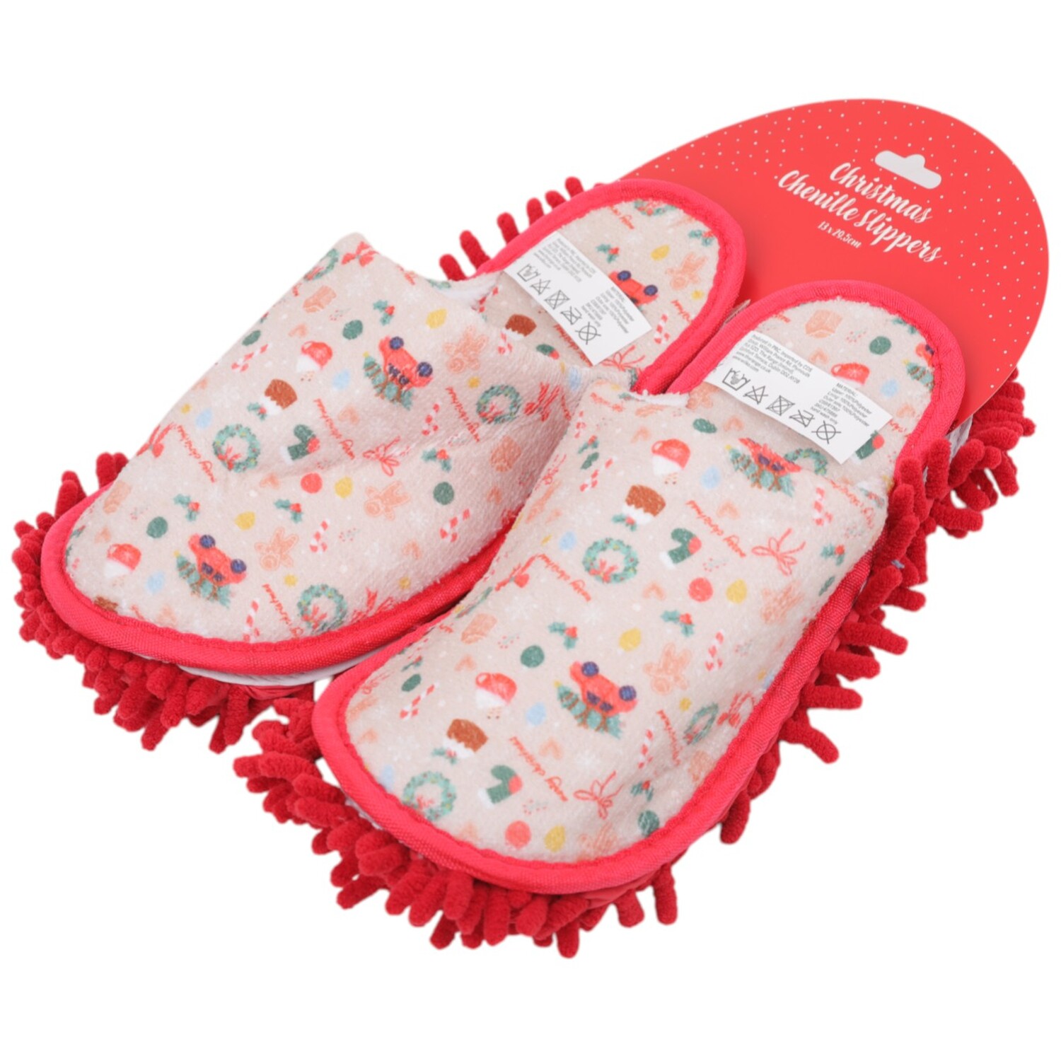 Cosy Christmas Chenille Slippers Red Image 2