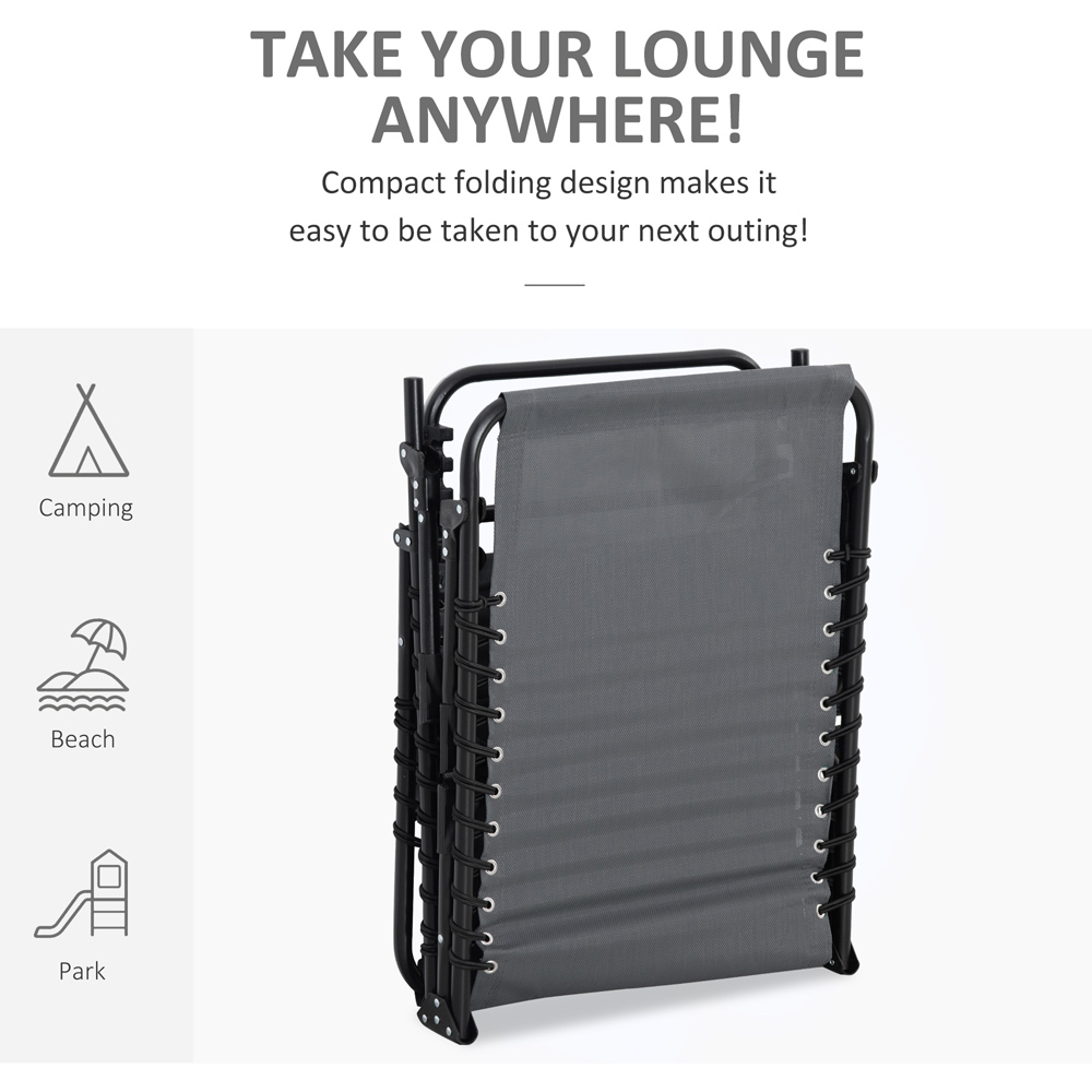 Outsunny Grey Portable Garden Reclining Sun Lounger Image 6