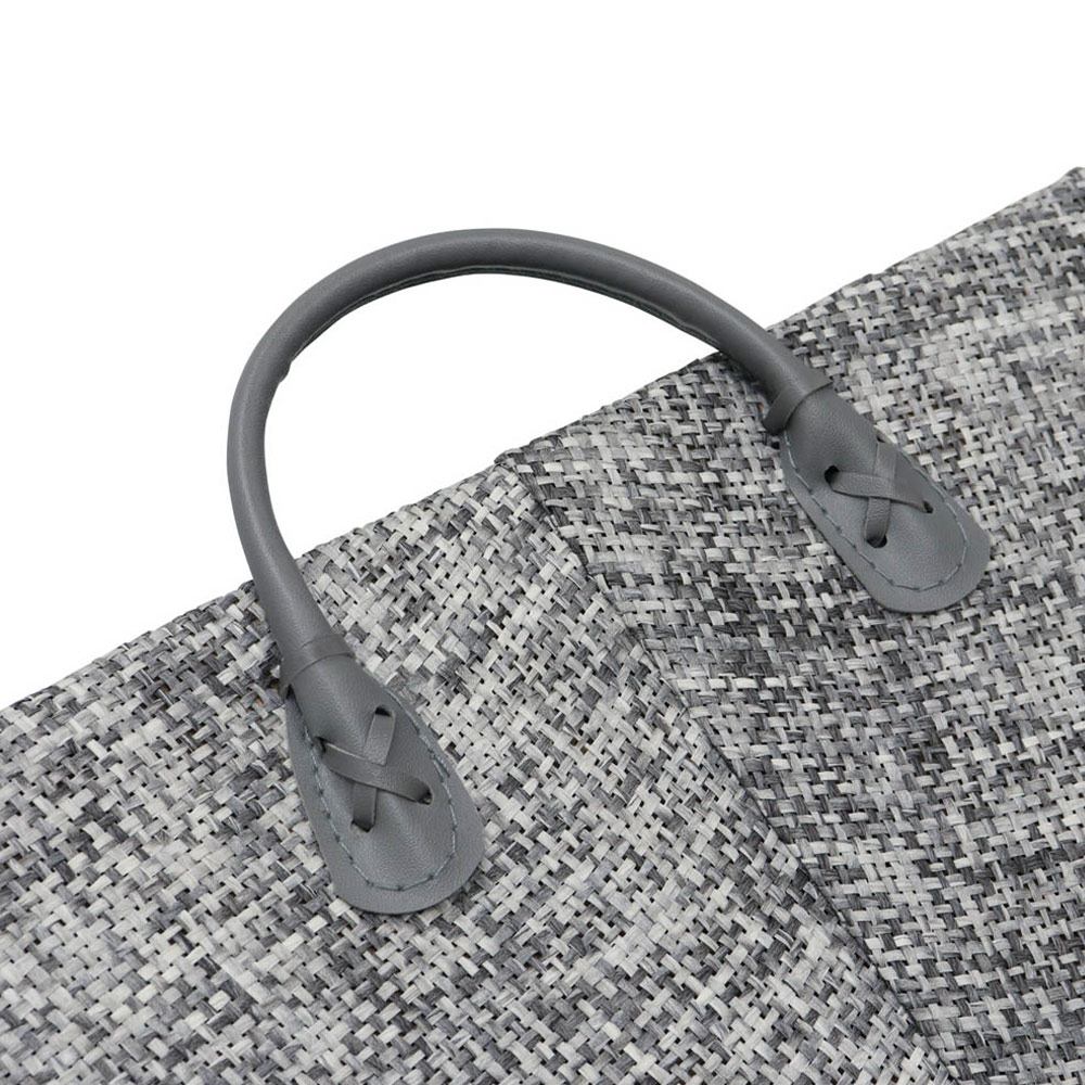 JVL Urban Rectangular Paper Storage Basket with PU Handles Image 3