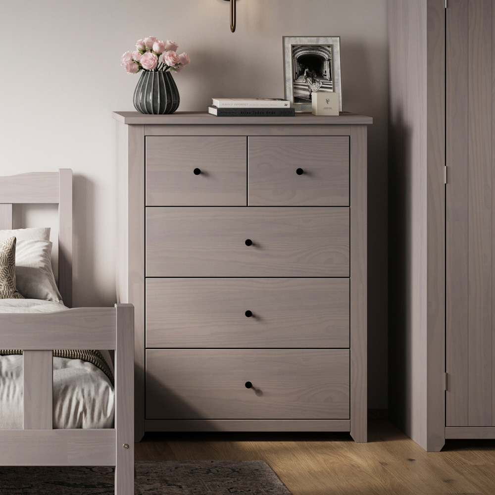 Havana 5 Drawer Grey Chest of Drawers Image 5