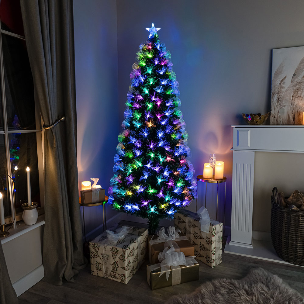 The Christmas Centre 230 Multicolour LED Green Fibre Optic Artificial Xmas Tree with Remote 6ft Image 2