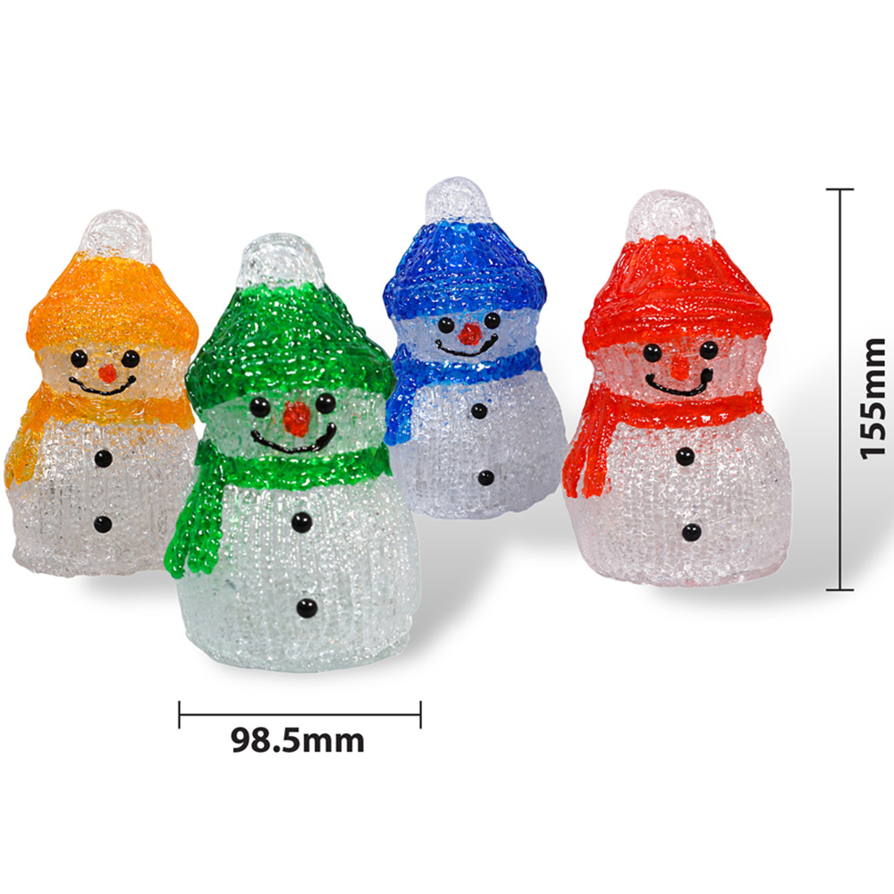 Xmas Haus Acrylic Snowman Decoration Set of 4 Image 4
