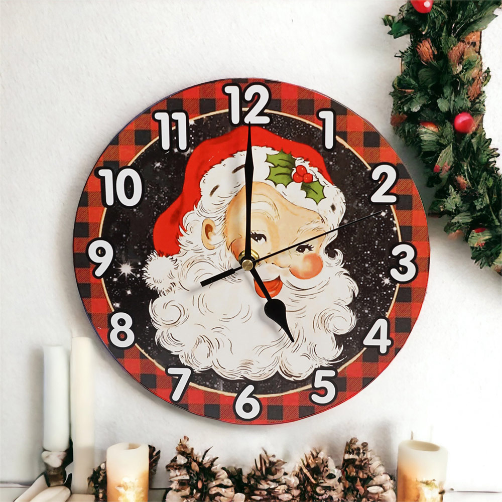 Xmas Haus Christmas Santa Round Wall Clock 23cm Image 2