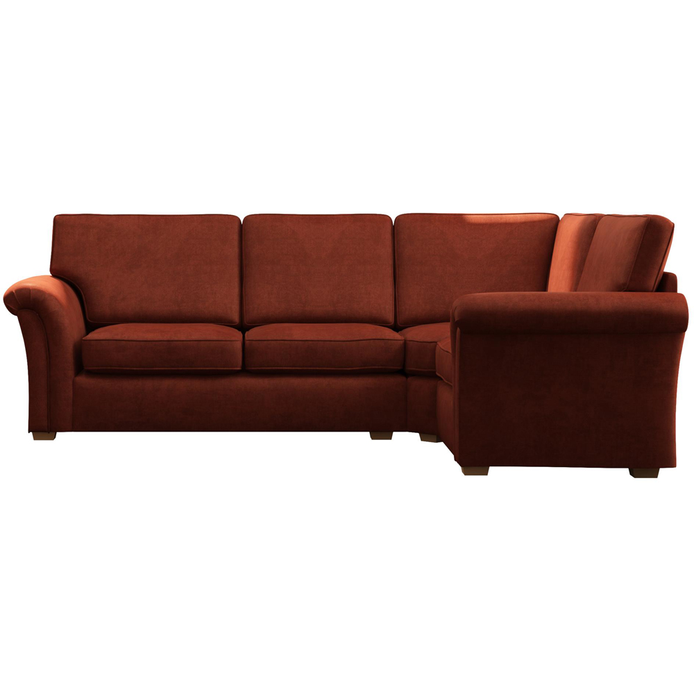 Castleacre 3 Seater Marmalade Plush Velvet Left Hand Fixed Back Corner Sofa Image 3