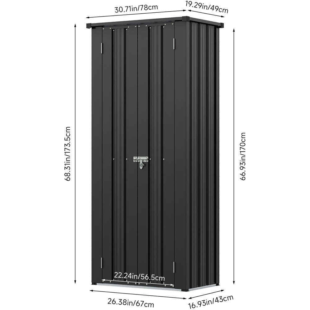 Living and Home 1.5 x 2.5ft Metal Double Door Flat Top Garden Tool Storage Shed Image 8